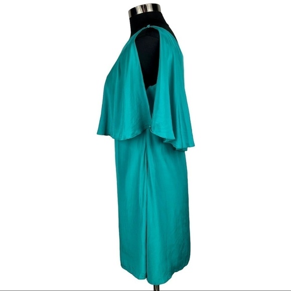 ANNIE GRIFFIN REBECCA SILK SEA GLASS CAPE EFFECT MINI DRESS - Picture 4 of 15